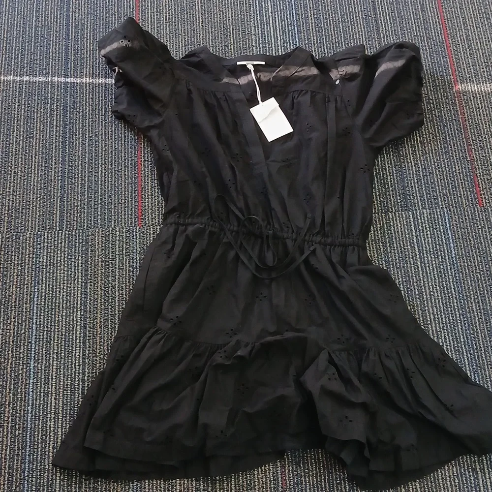 Nwt Free Assembly Cotton Eyelet Tiered Mini Dress with Puff Sleeves, Med. - Picture 5 of 8